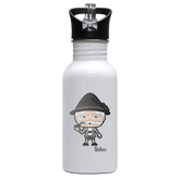 Da Oid Sinzer Grundfiguren Edelstahl Trinkflasche mit klappbarem Mundstueck 500ml Weiss Rotwand Front